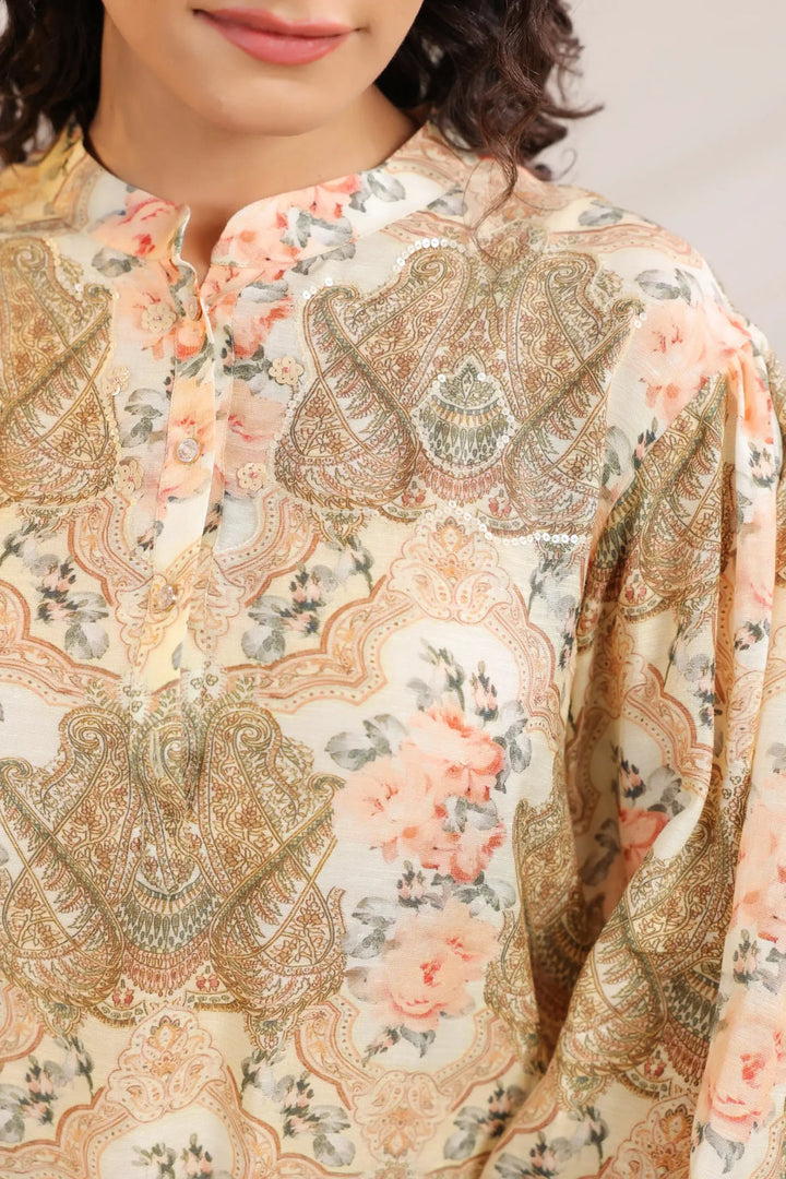 Beige Multi Linen Co-ord Set