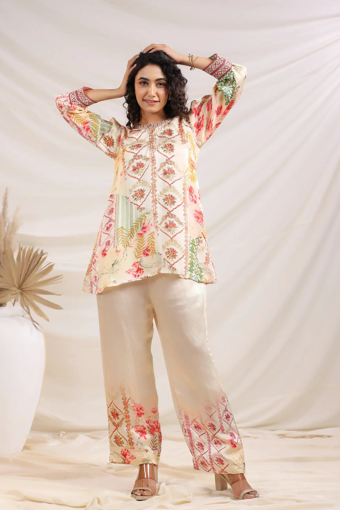 Ivory Floral Linen Co-ord Set