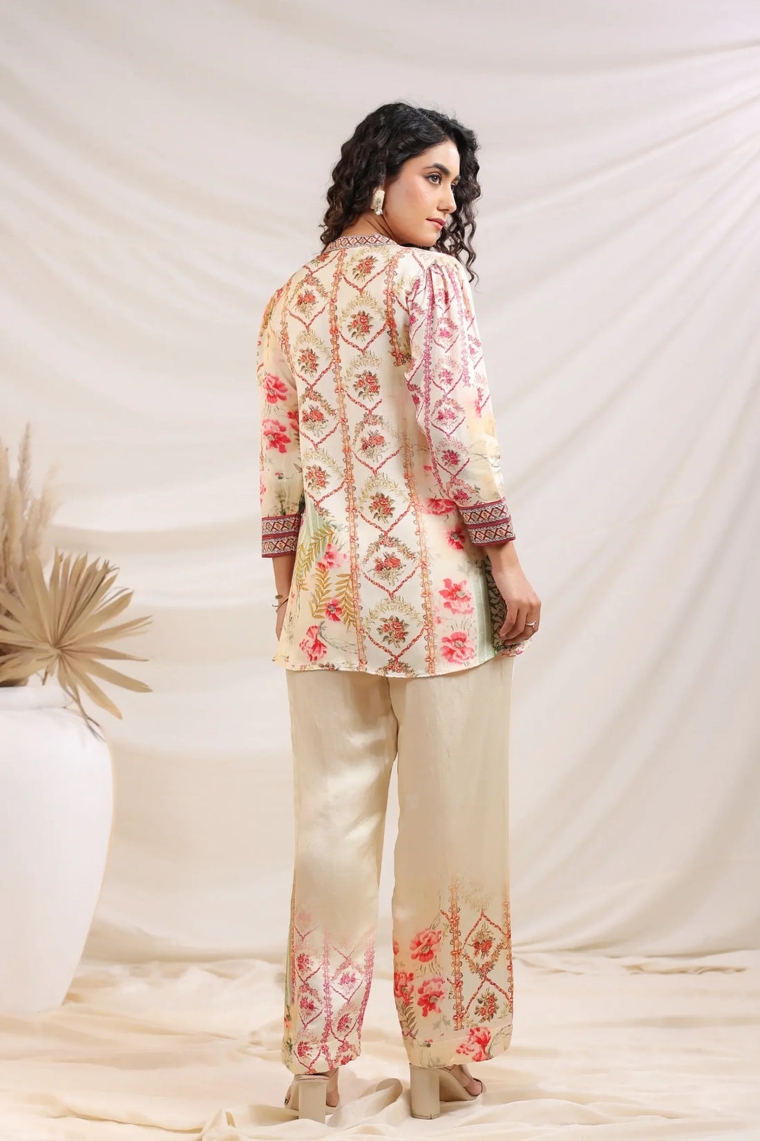 Ivory Floral Linen Co-ord Set