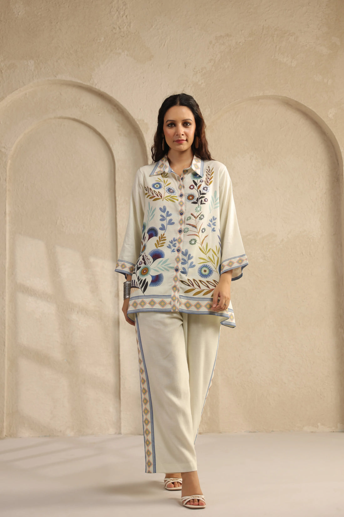 Ivory Botanical Linen Co-ord Set