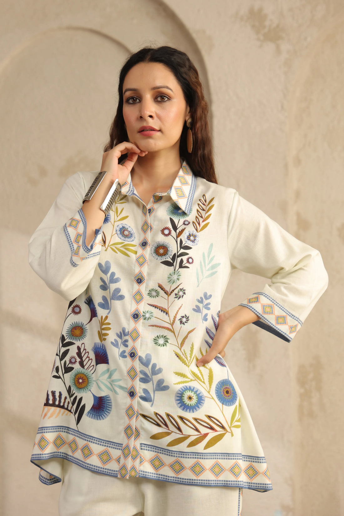 Ivory Botanical Linen Co-ord Set