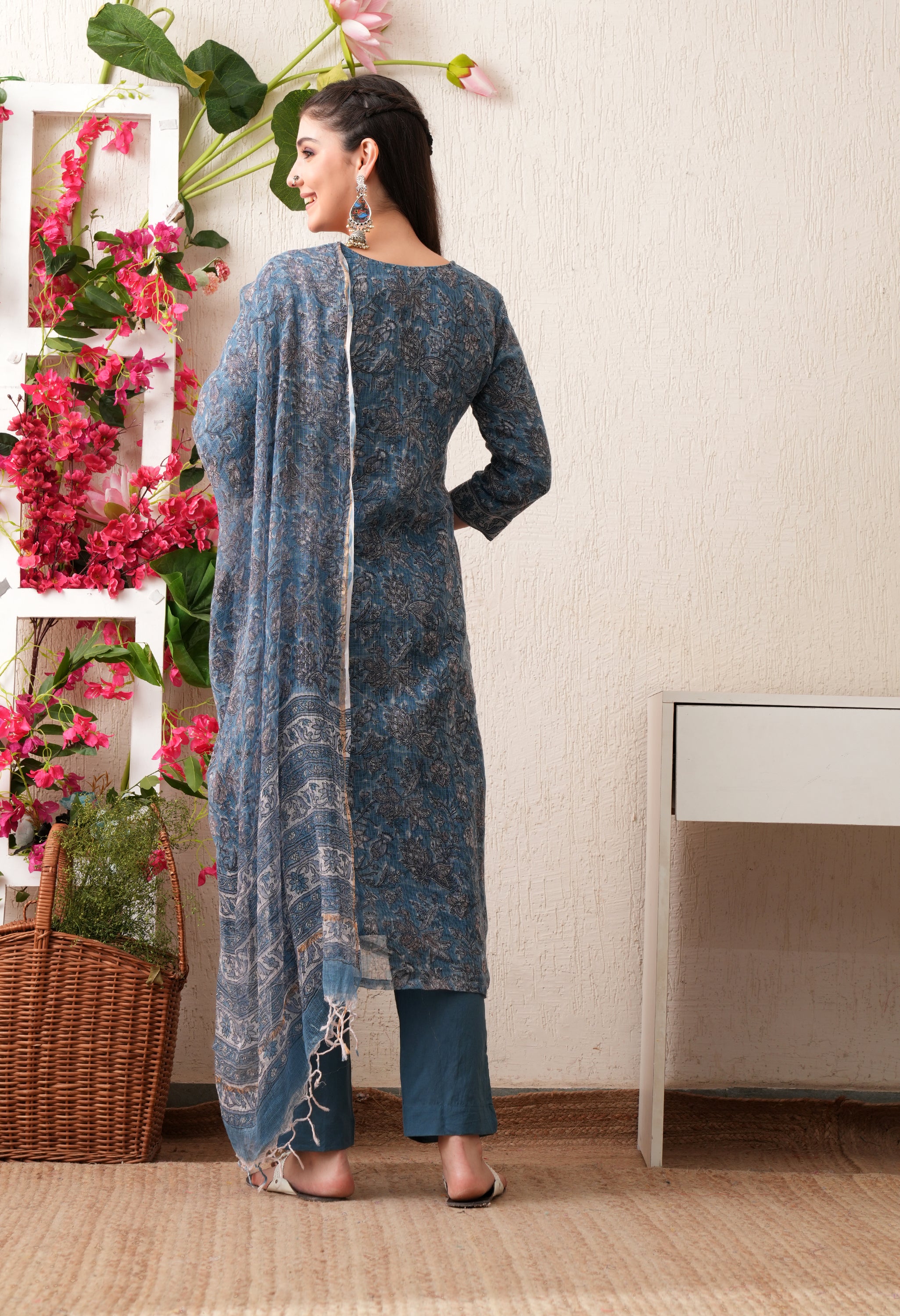 Noor Hand Block Print Kota Doria Suit Set