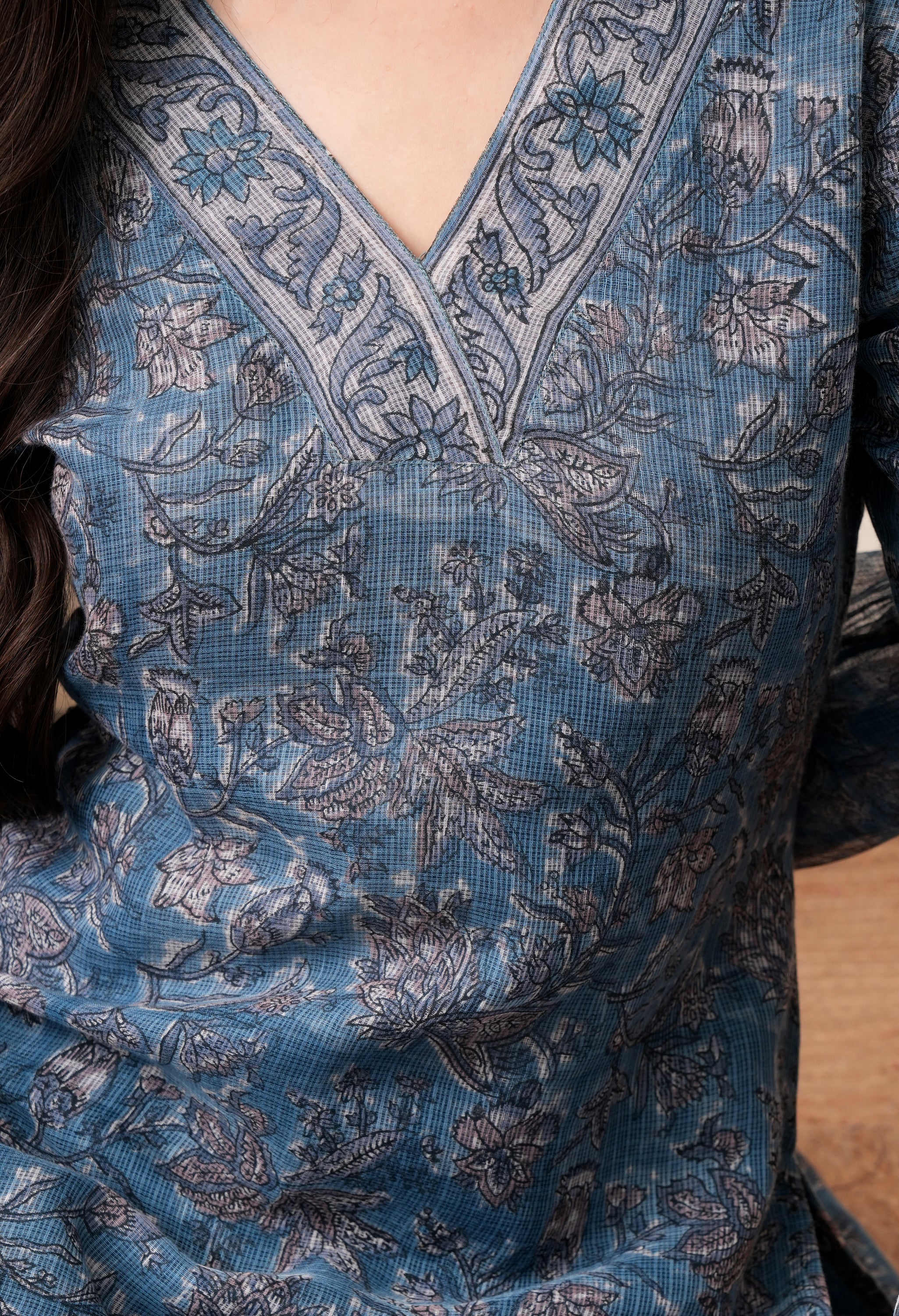 Noor Hand Block Print Kota Doria Suit Set