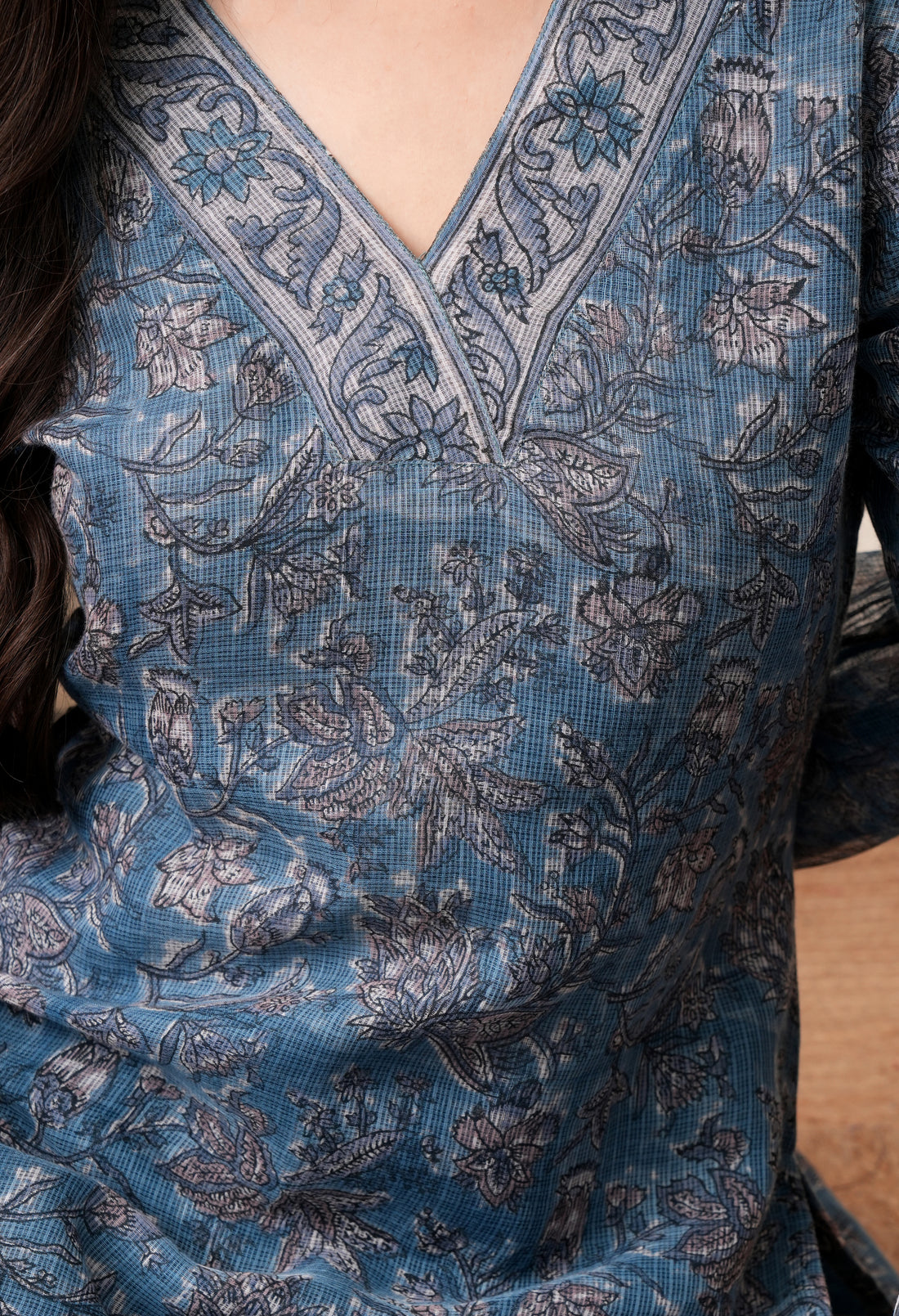 Noor Hand Block Print Kota Doria Suit Set