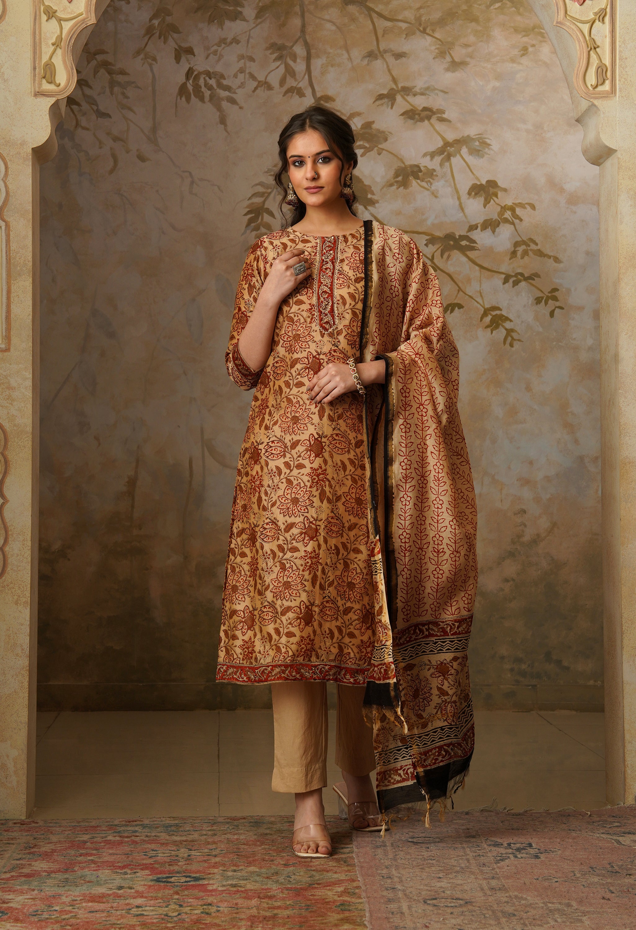 Noor Hand Block Print Chanderi Silk Suit Set