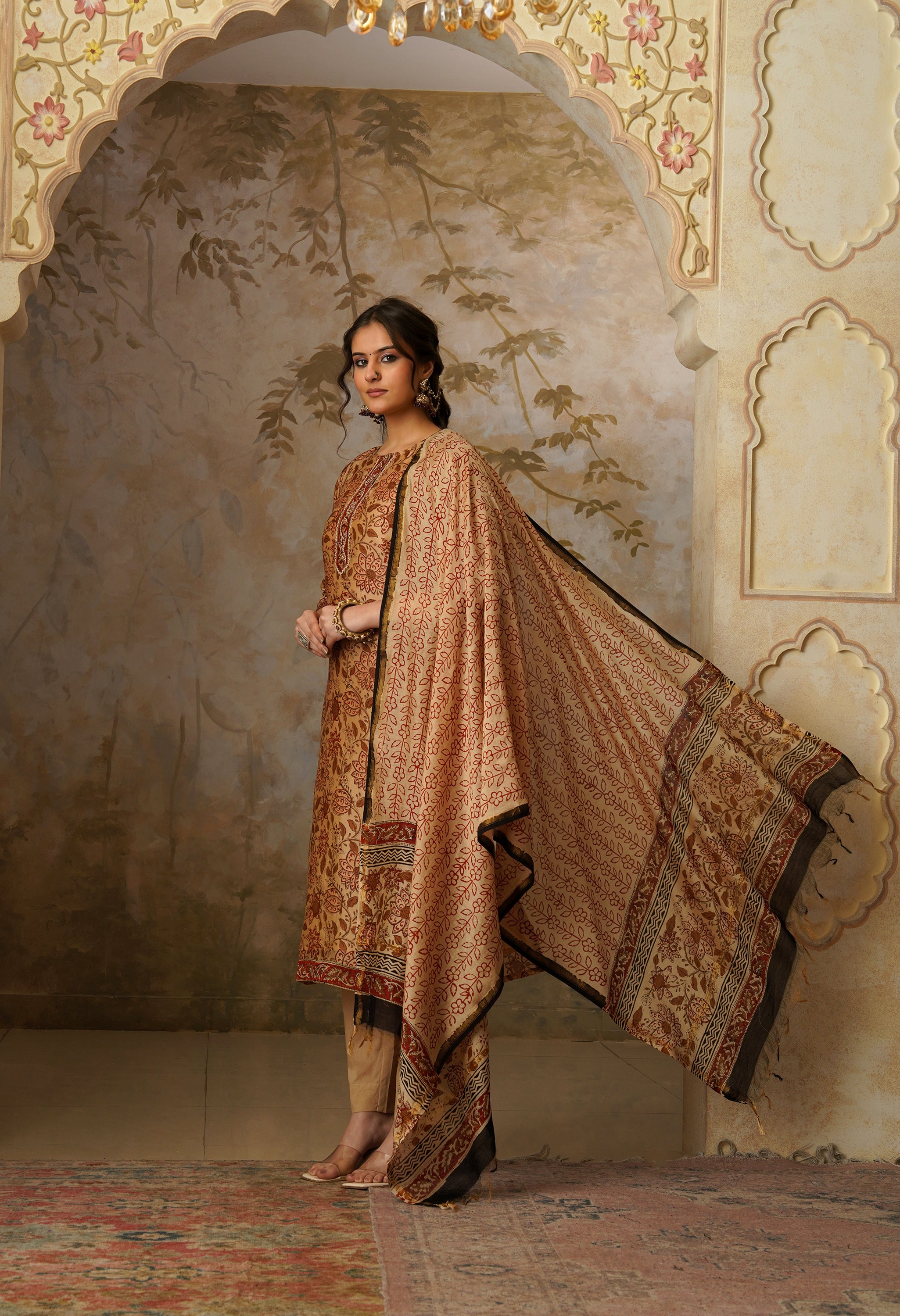 Noor Hand Block Print Chanderi Silk Suit Set