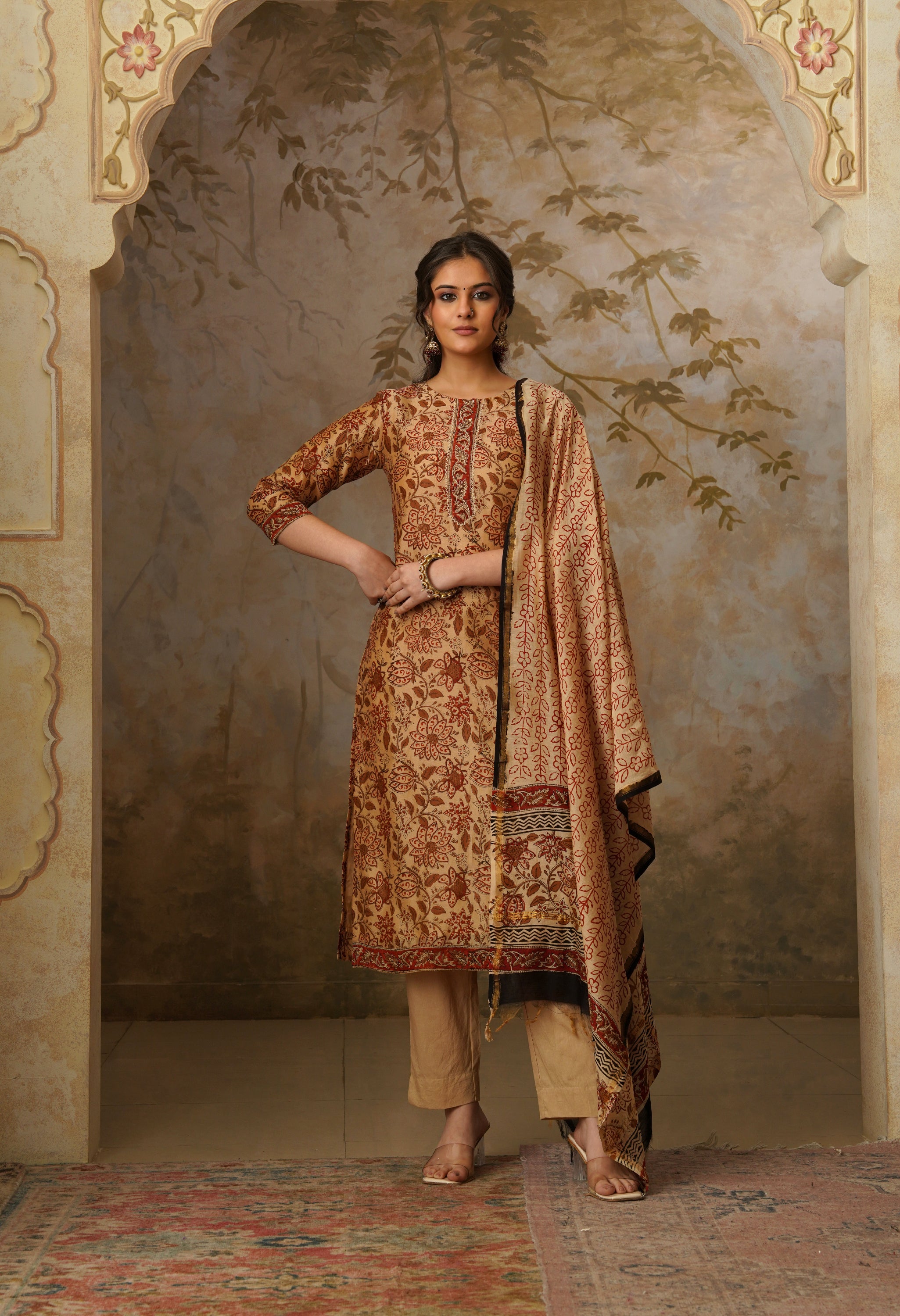 Noor Hand Block Print Chanderi Silk Suit Set