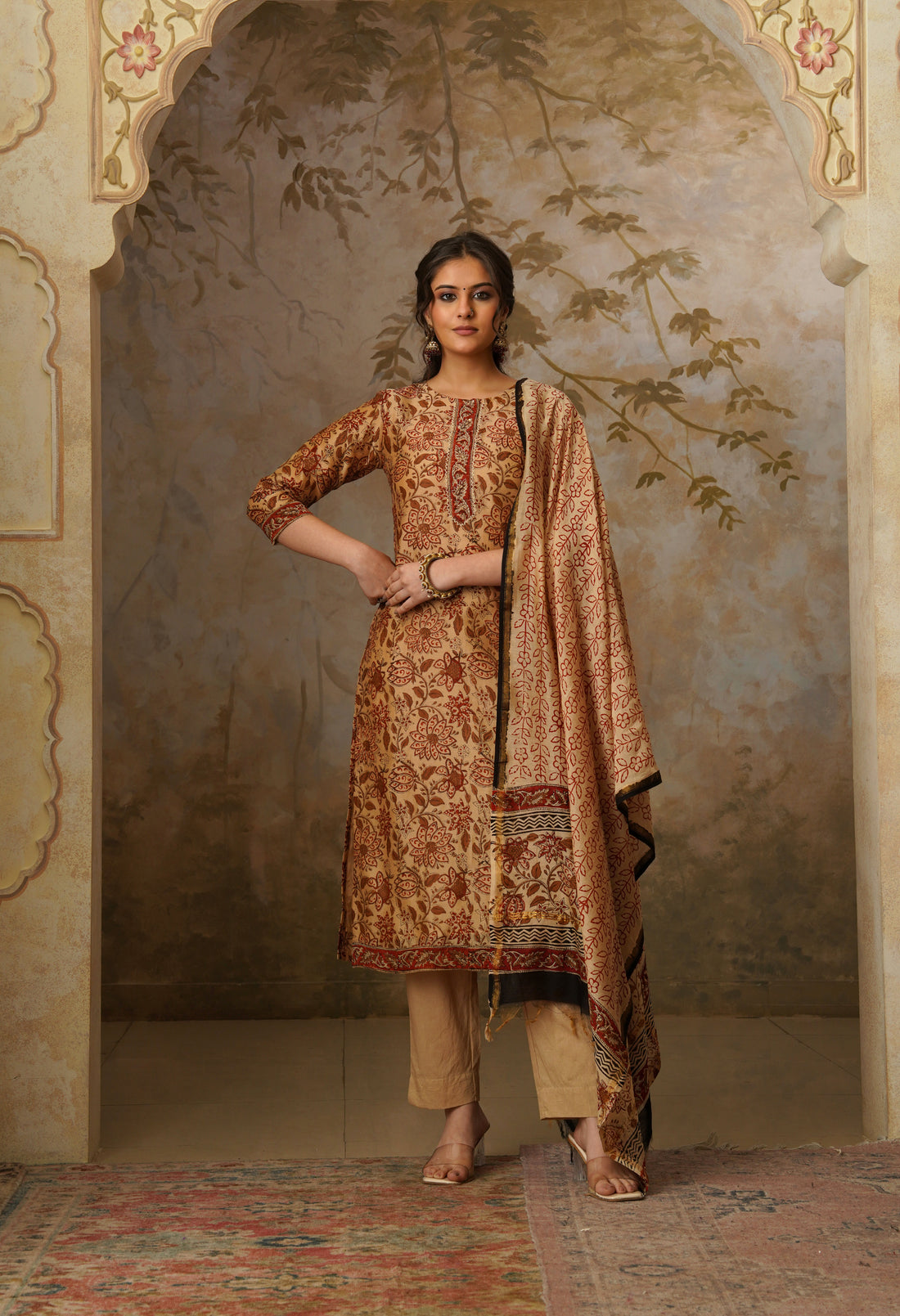 Noor Hand Block Print Chanderi Silk Suit Set