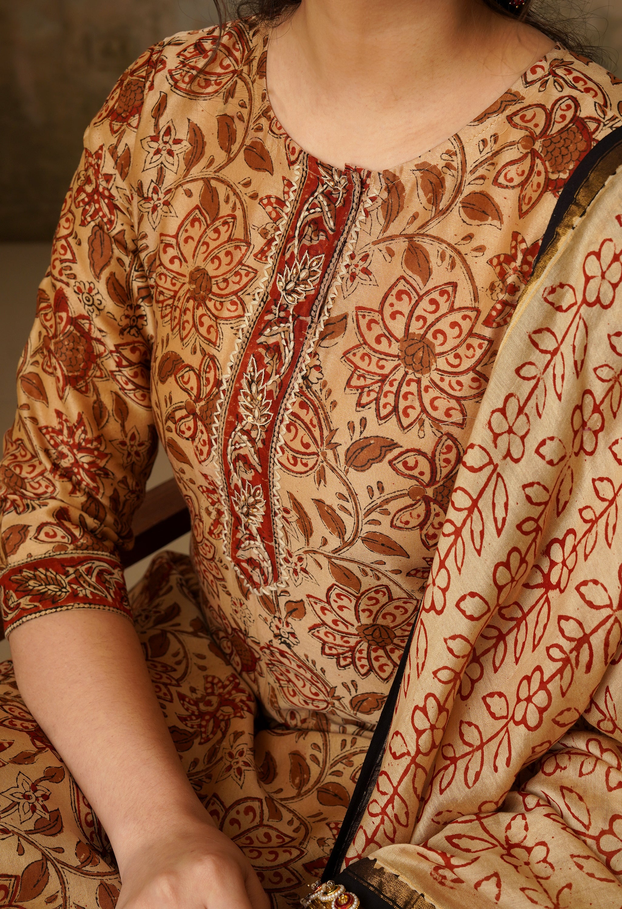 Noor Hand Block Print Chanderi Silk Suit Set