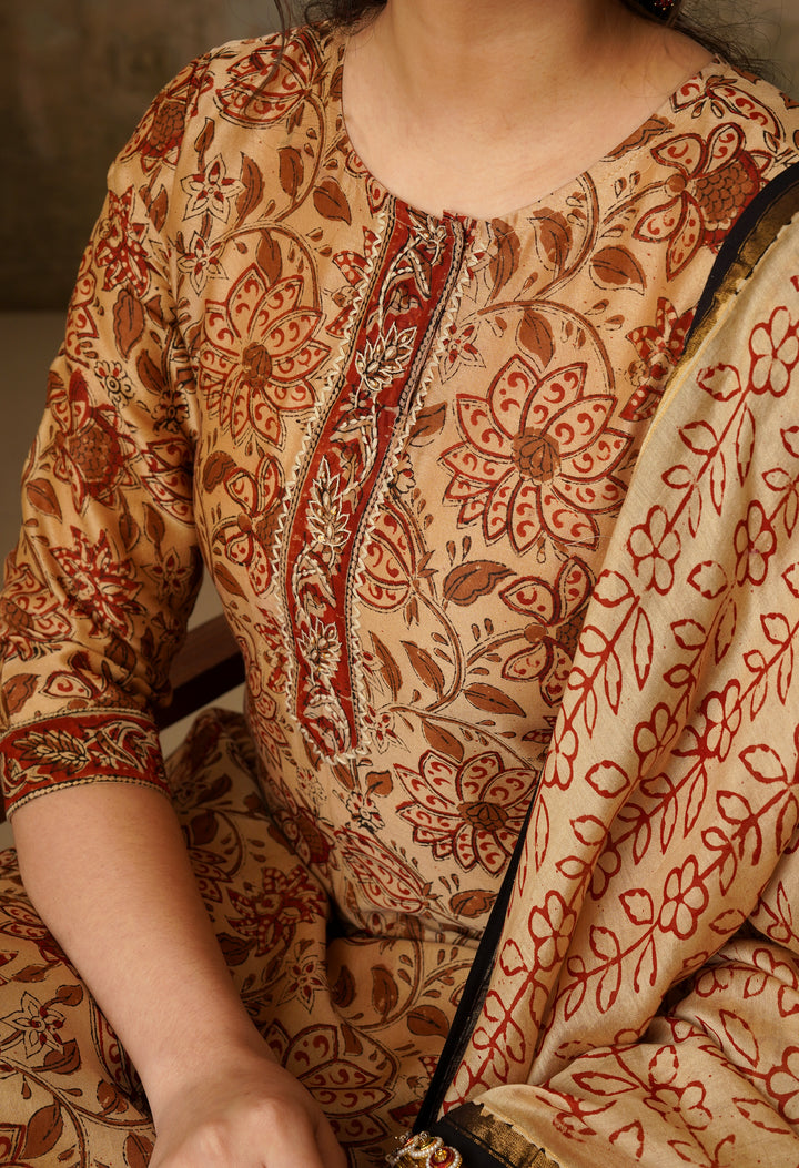 Noor Hand Block Print Chanderi Silk Suit Set