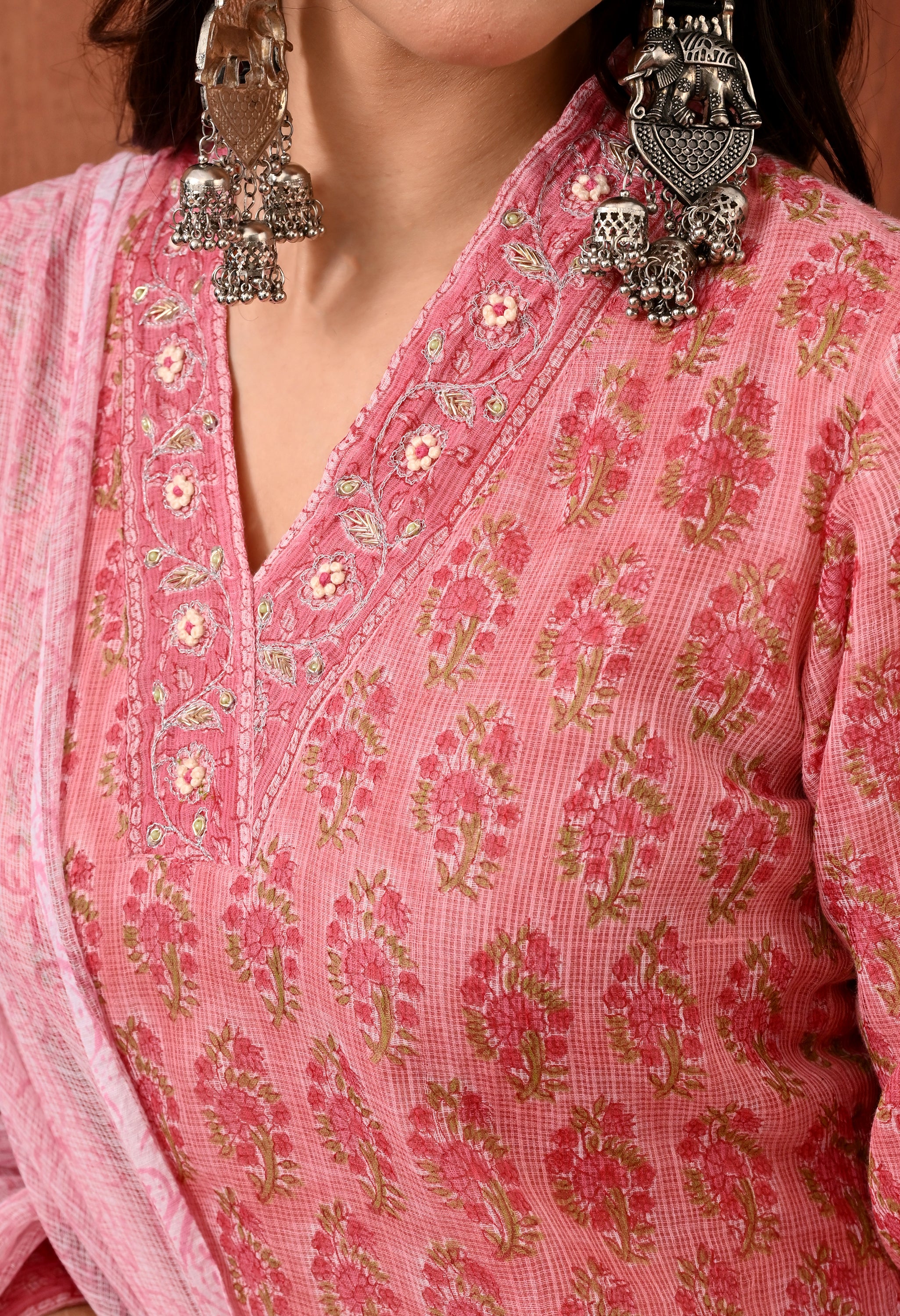 Meher Hand Block Print Kota Doria Suit Set