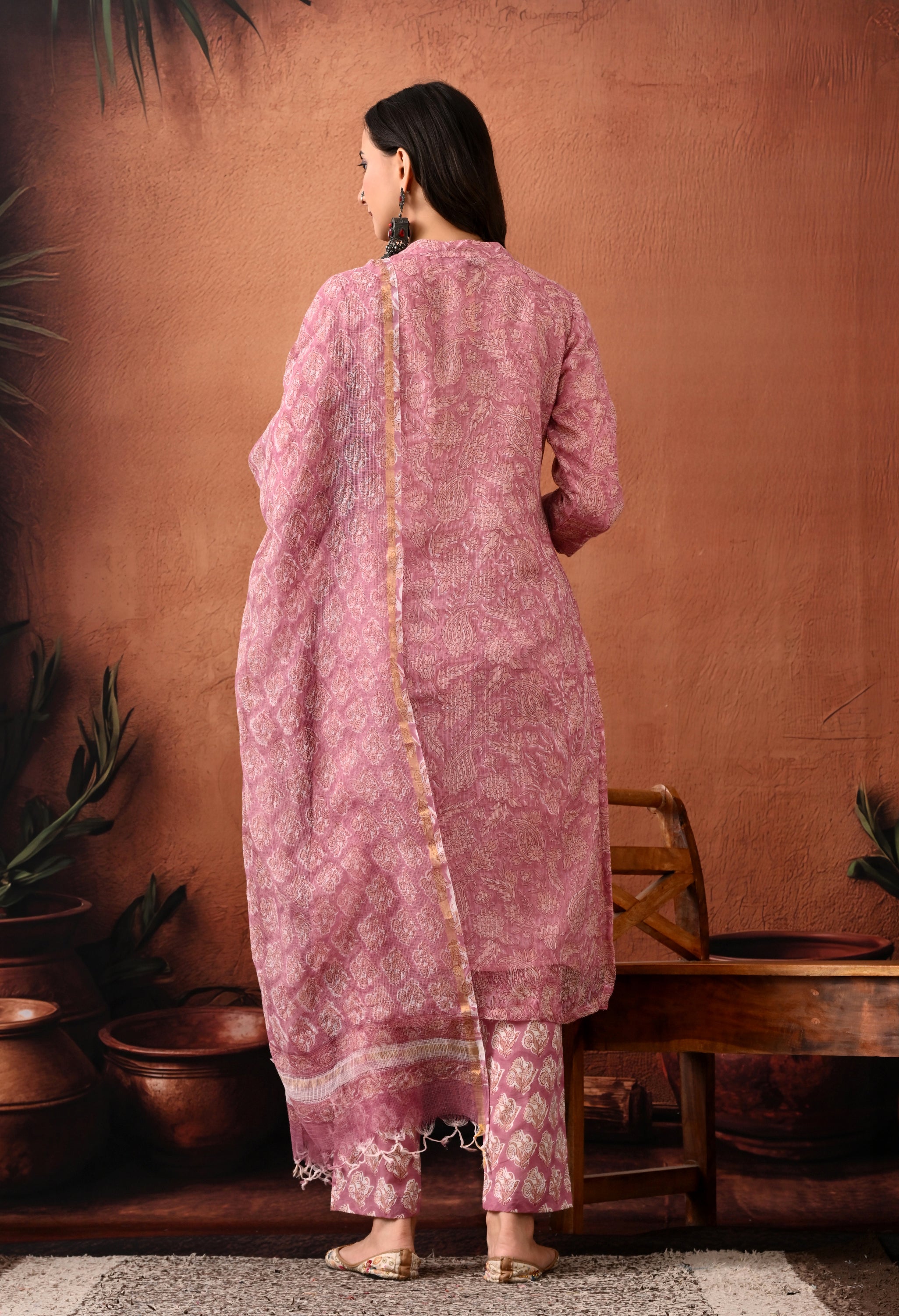 Noor Hand Block Print Kota Doria Suit Set