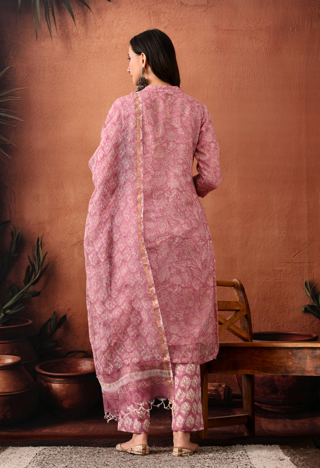 Noor Hand Block Print Kota Doria Suit Set