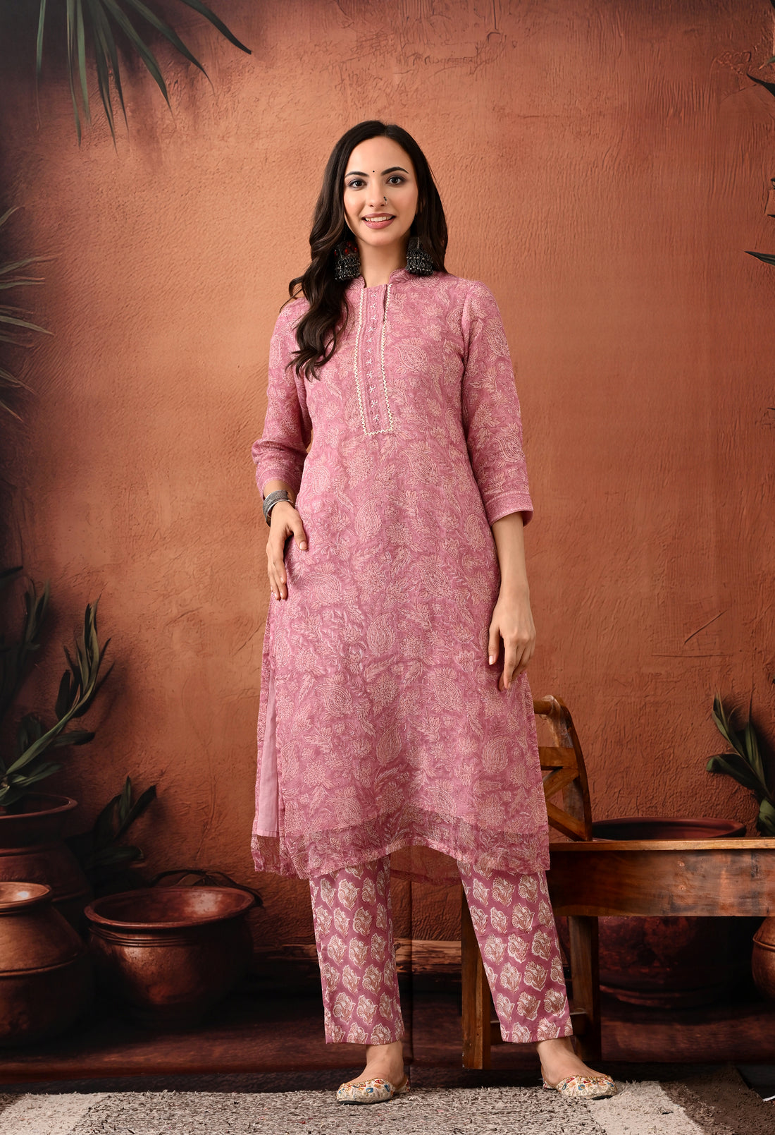 Noor Hand Block Print Kota Doria Suit Set