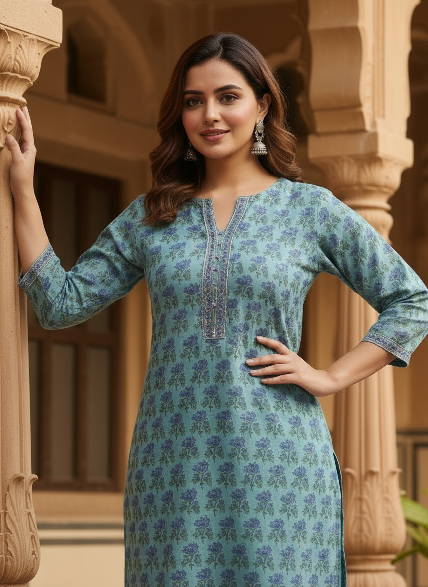 Naaz Hand Block Print Kota Doria Suit Set