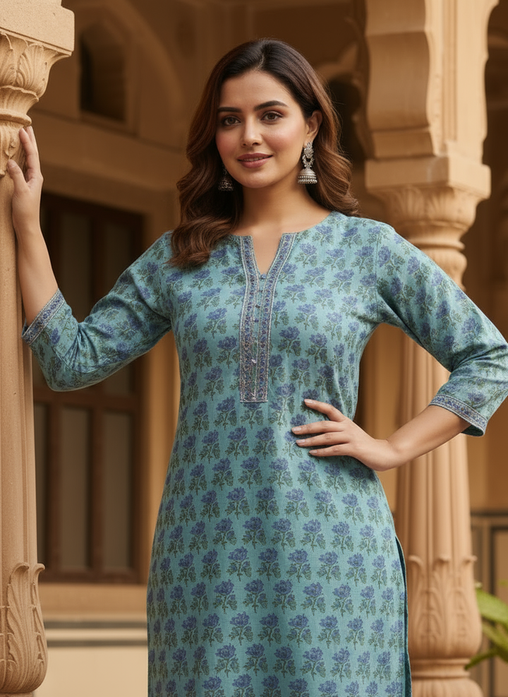 Naaz Hand Block Print Kota Doria Suit Set