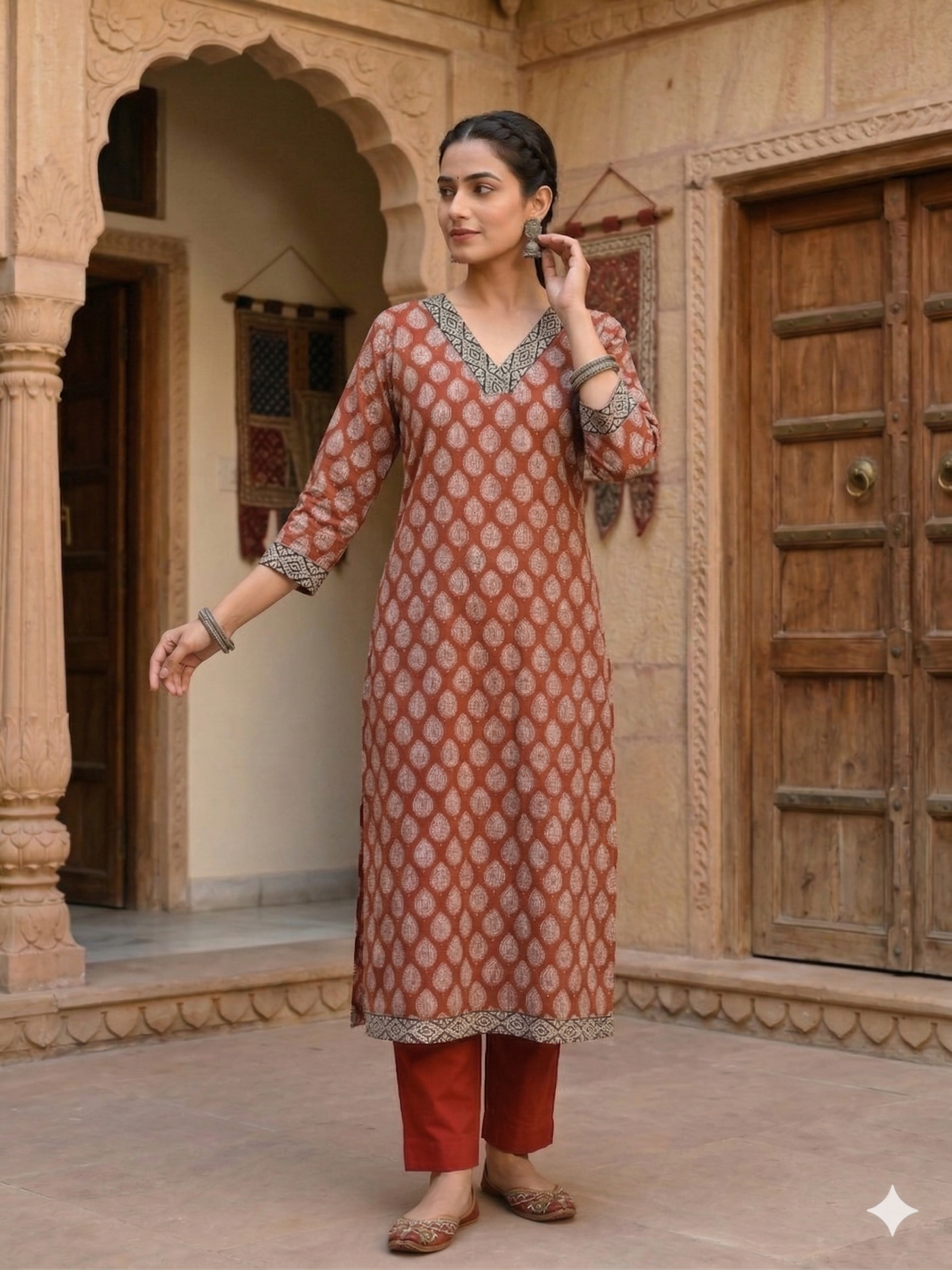 Meher Hand Block Print Kota Doria Suit Set