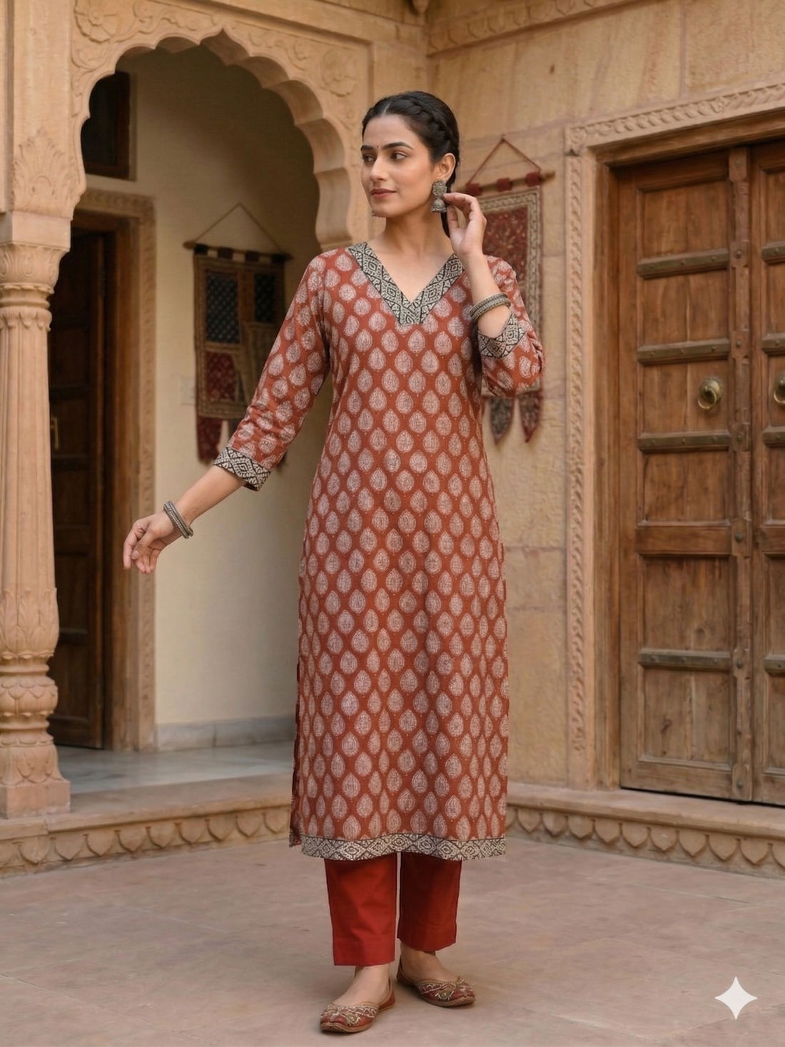 Meher Hand Block Print Kota Doria Suit Set