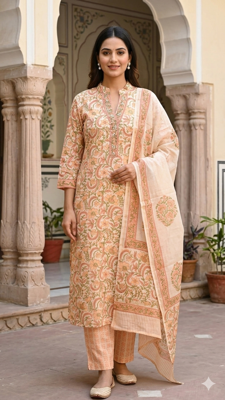 Gulzar Hand Block Print Chanderi Silk Suit Set