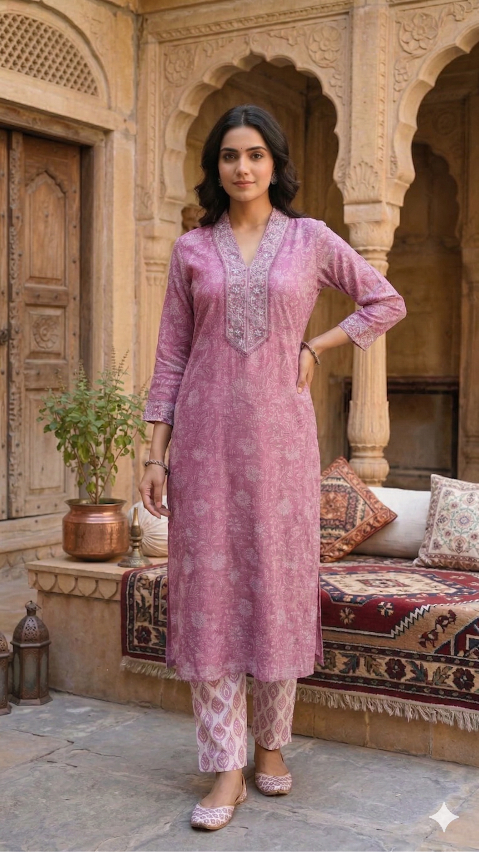 Naaz Hand Block Print Kota Doria Suit Set