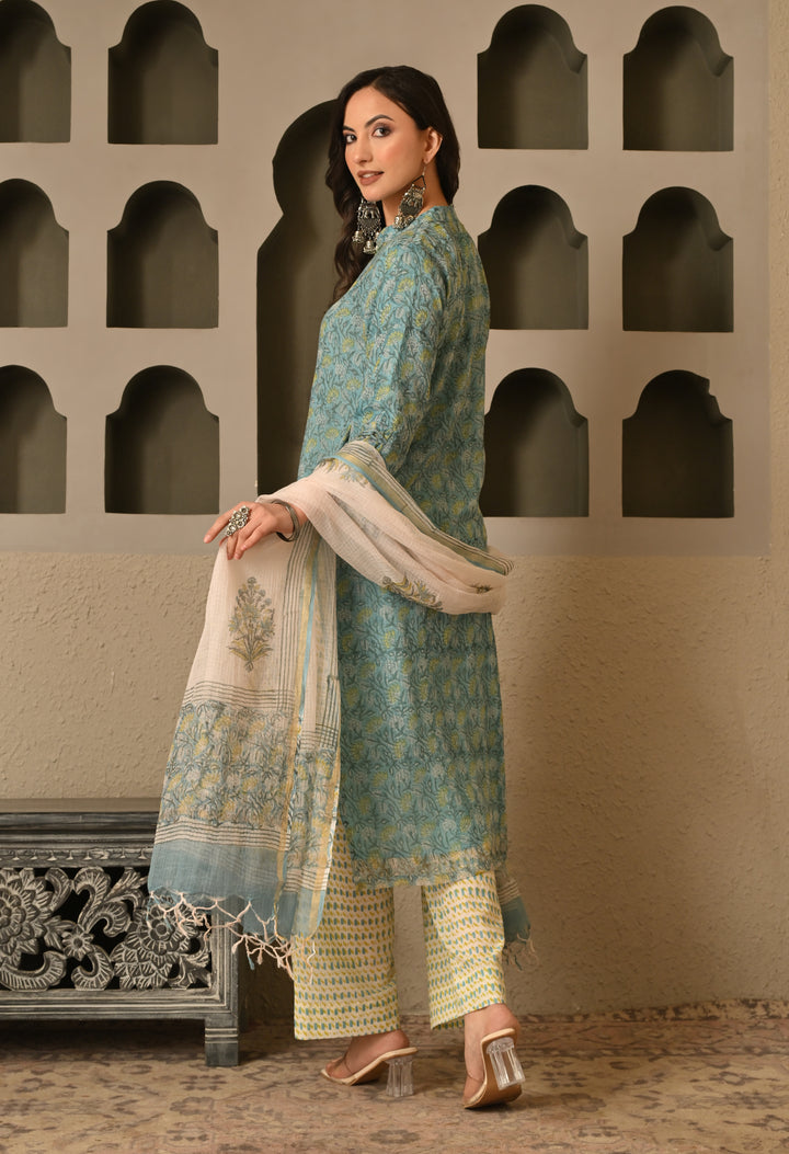 NOOR HAND BLOCK PRINT KOTA DORIA SUIT SET