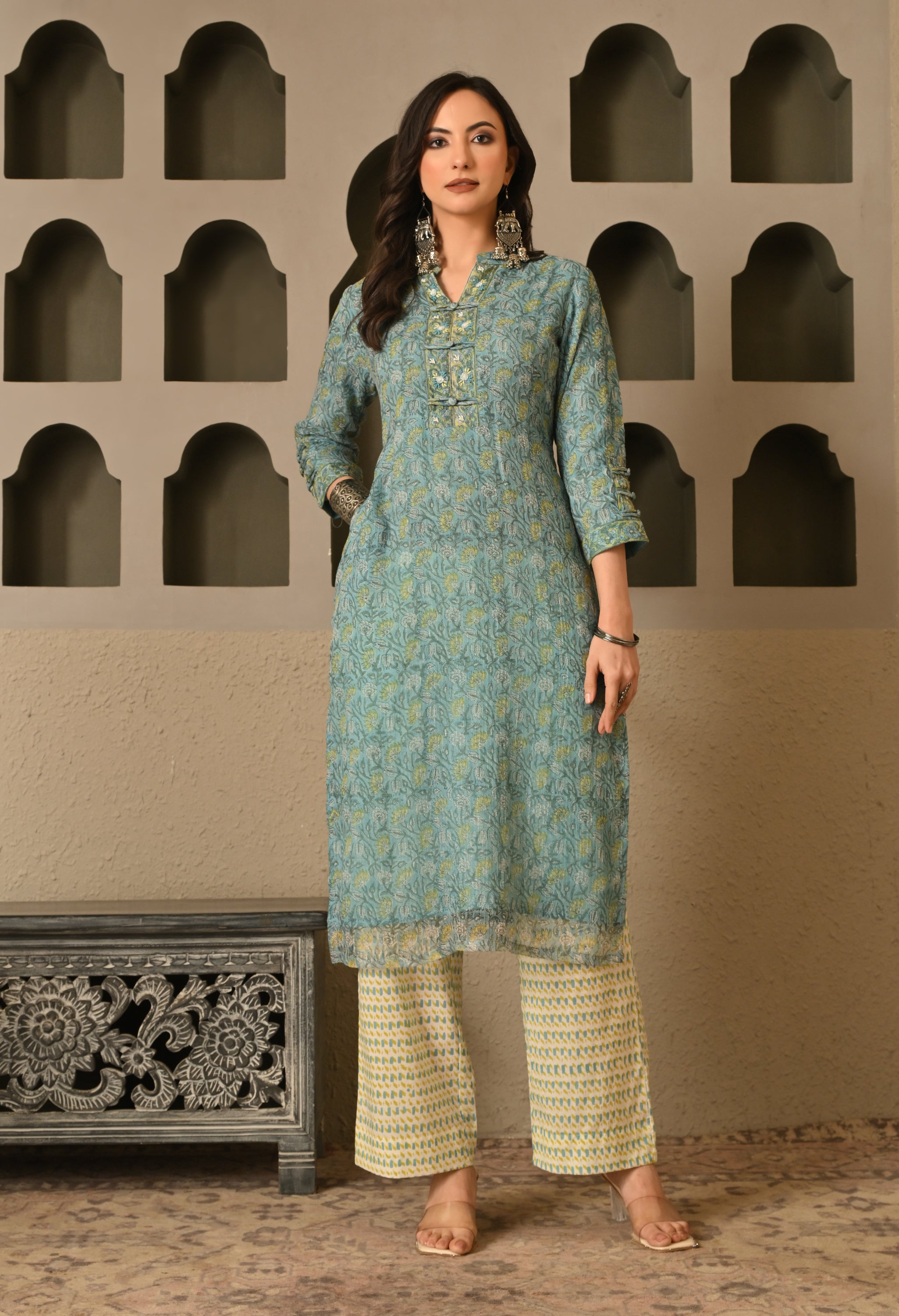 NOOR HAND BLOCK PRINT KOTA DORIA SUIT SET