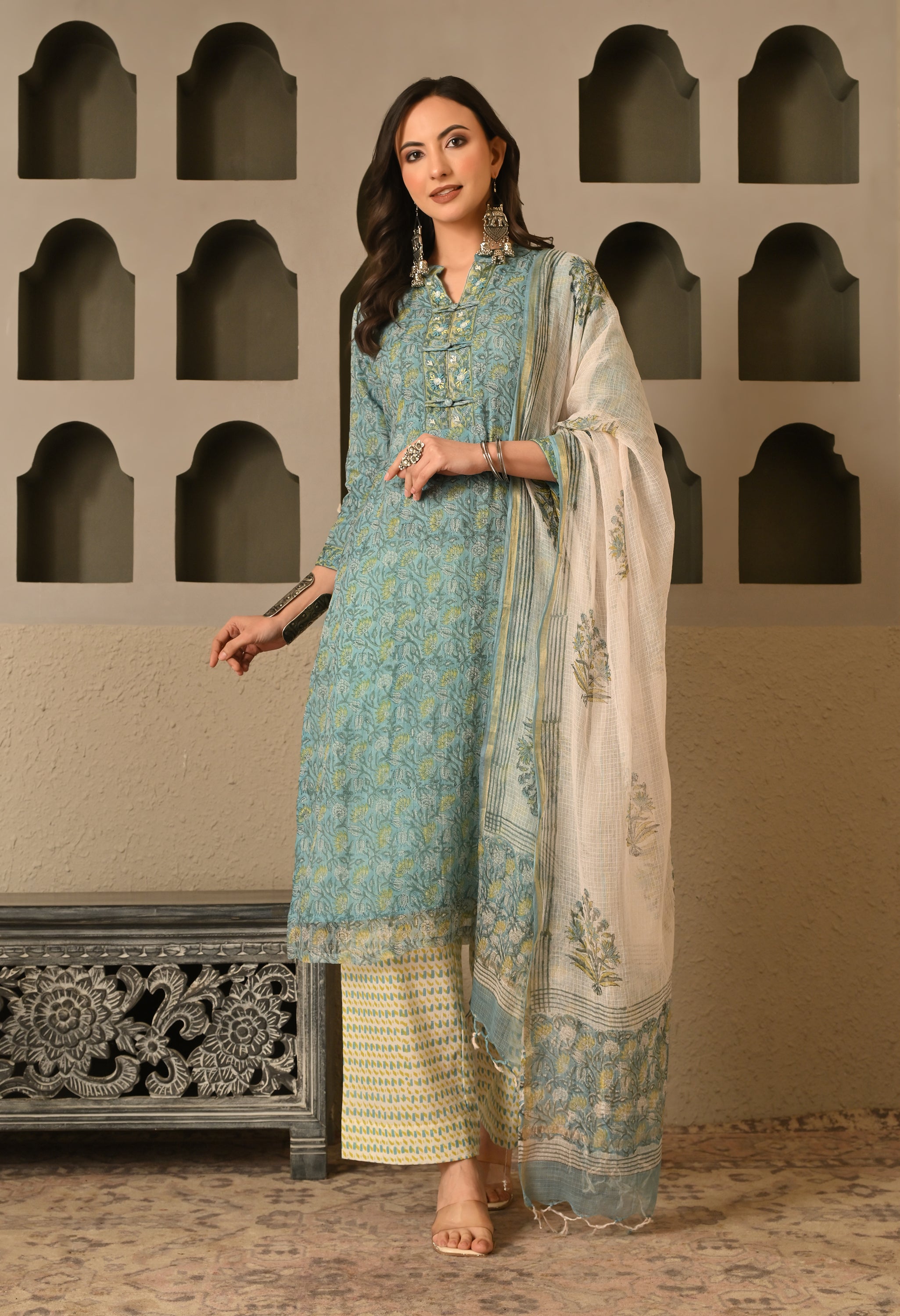 NOOR HAND BLOCK PRINT KOTA DORIA SUIT SET