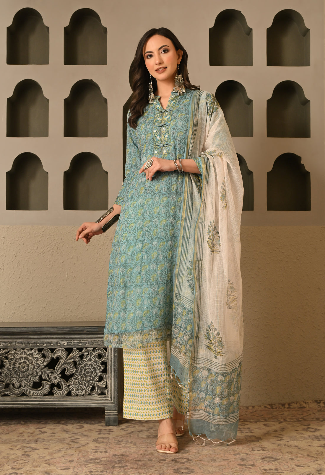 NOOR HAND BLOCK PRINT KOTA DORIA SUIT SET