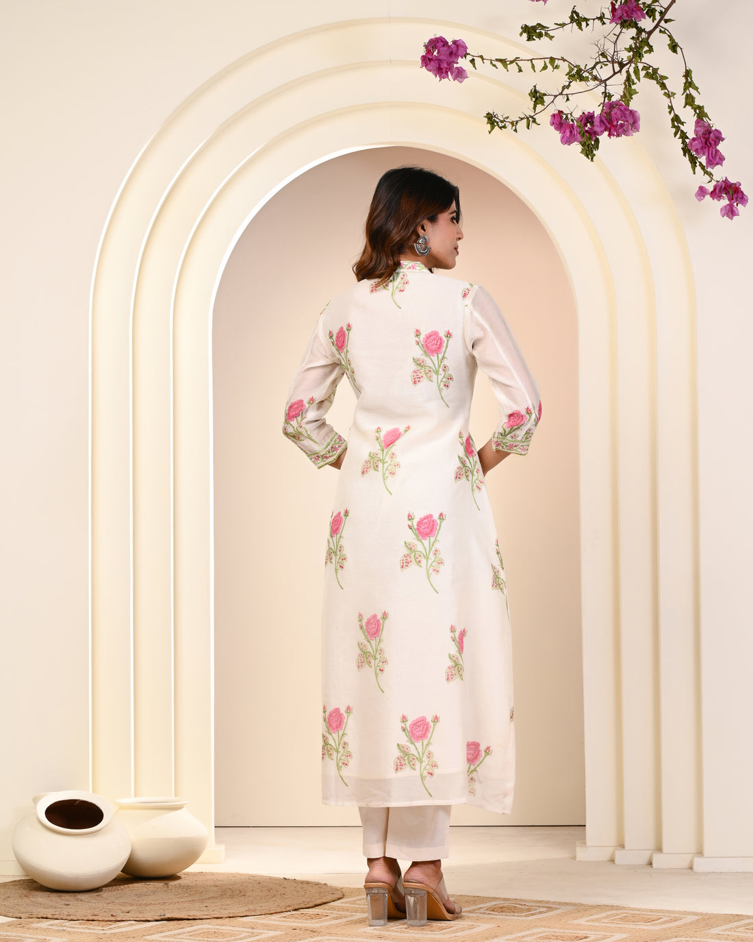 GULZAR HAND BLOCK PRINT CHANDERI SILK SUIT SET