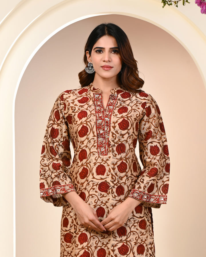 MEHAR HAND BLOCK PRINT CHANDERI SILK SUIT