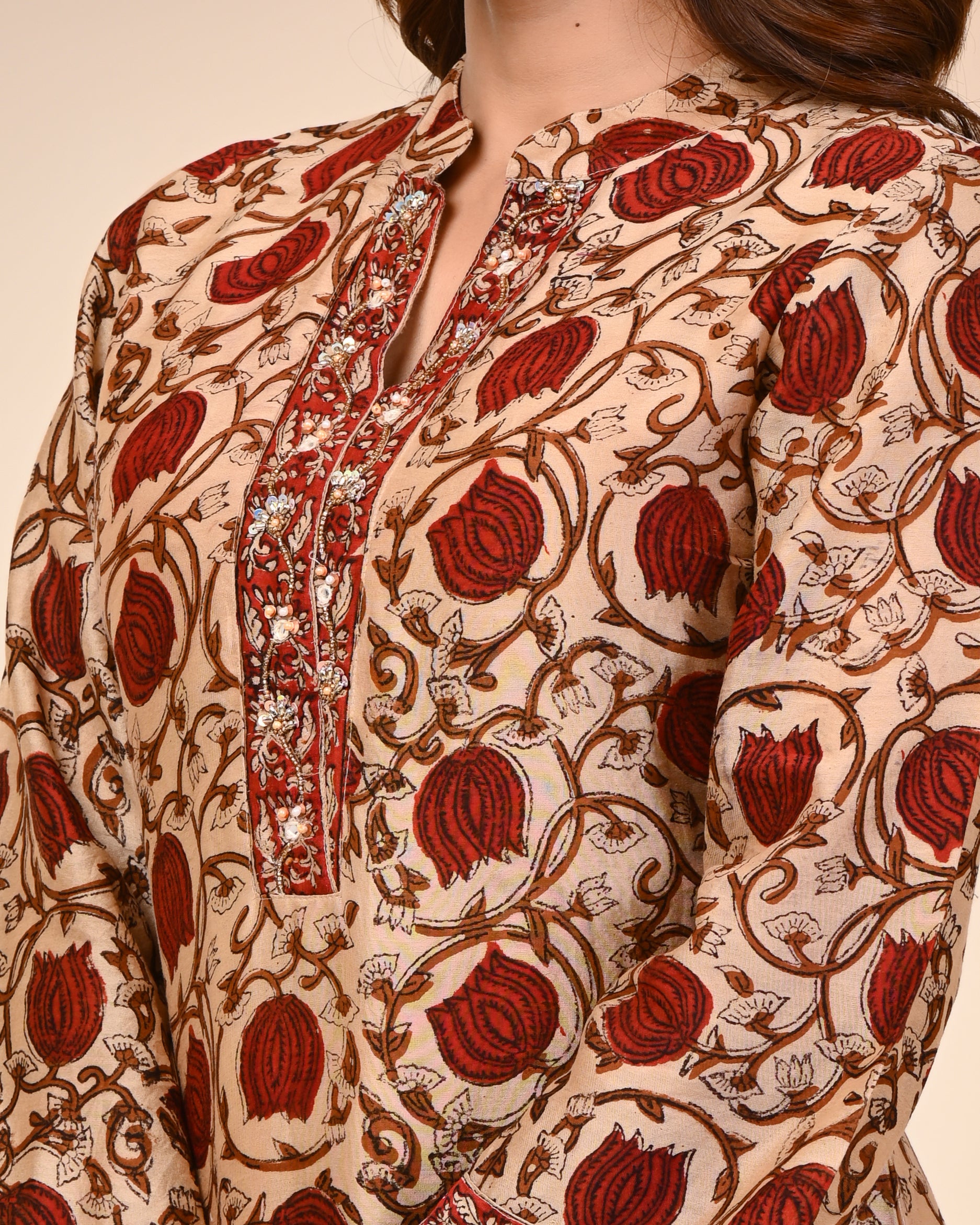 MEHAR HAND BLOCK PRINT CHANDERI SILK SUIT