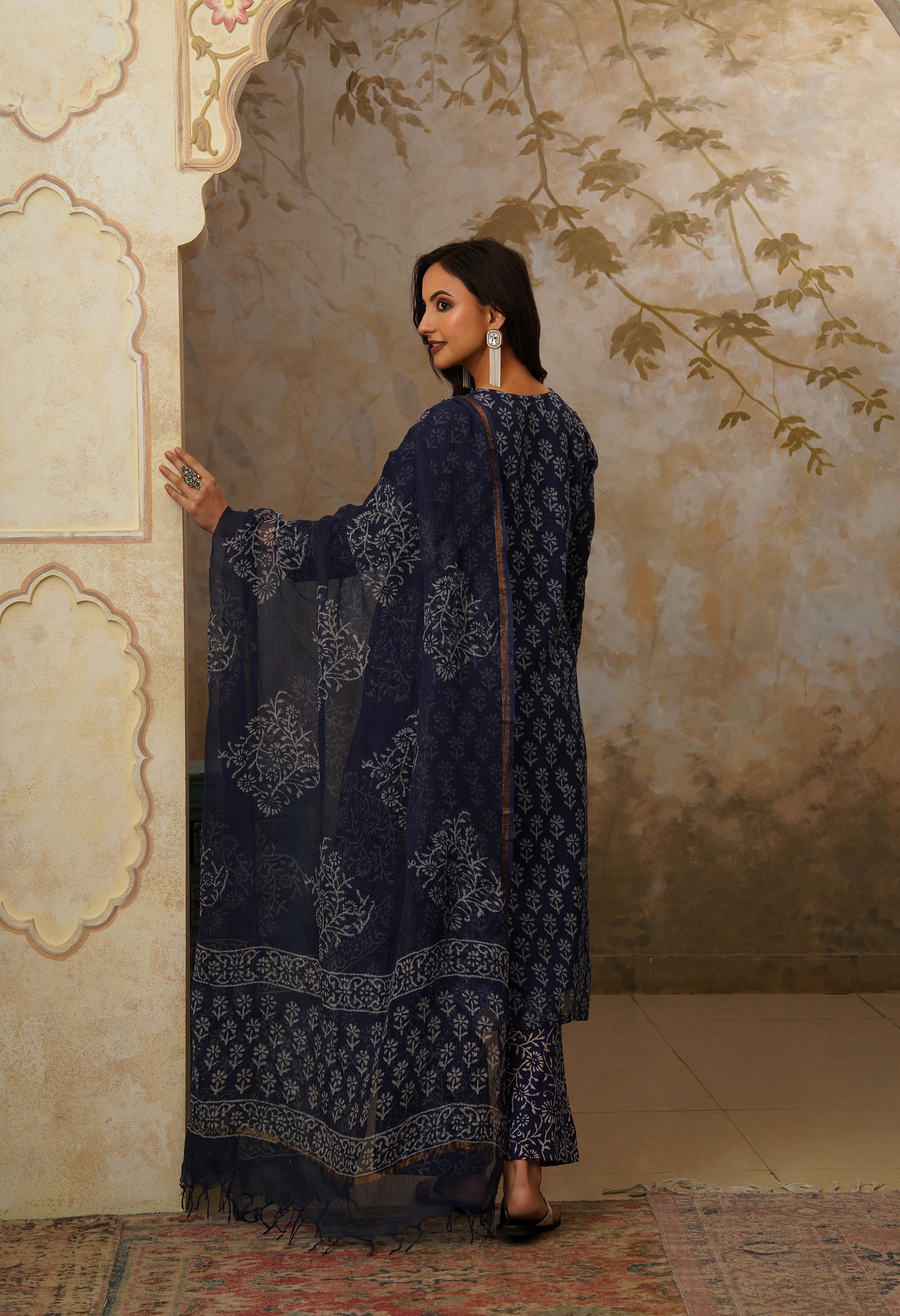 Naaz Hand Block Print Kota Doria Suit Set