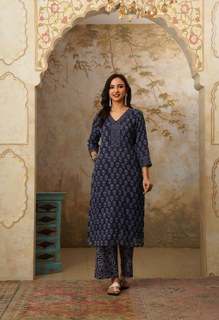 Naaz Hand Block Print Kota Doria Suit Set