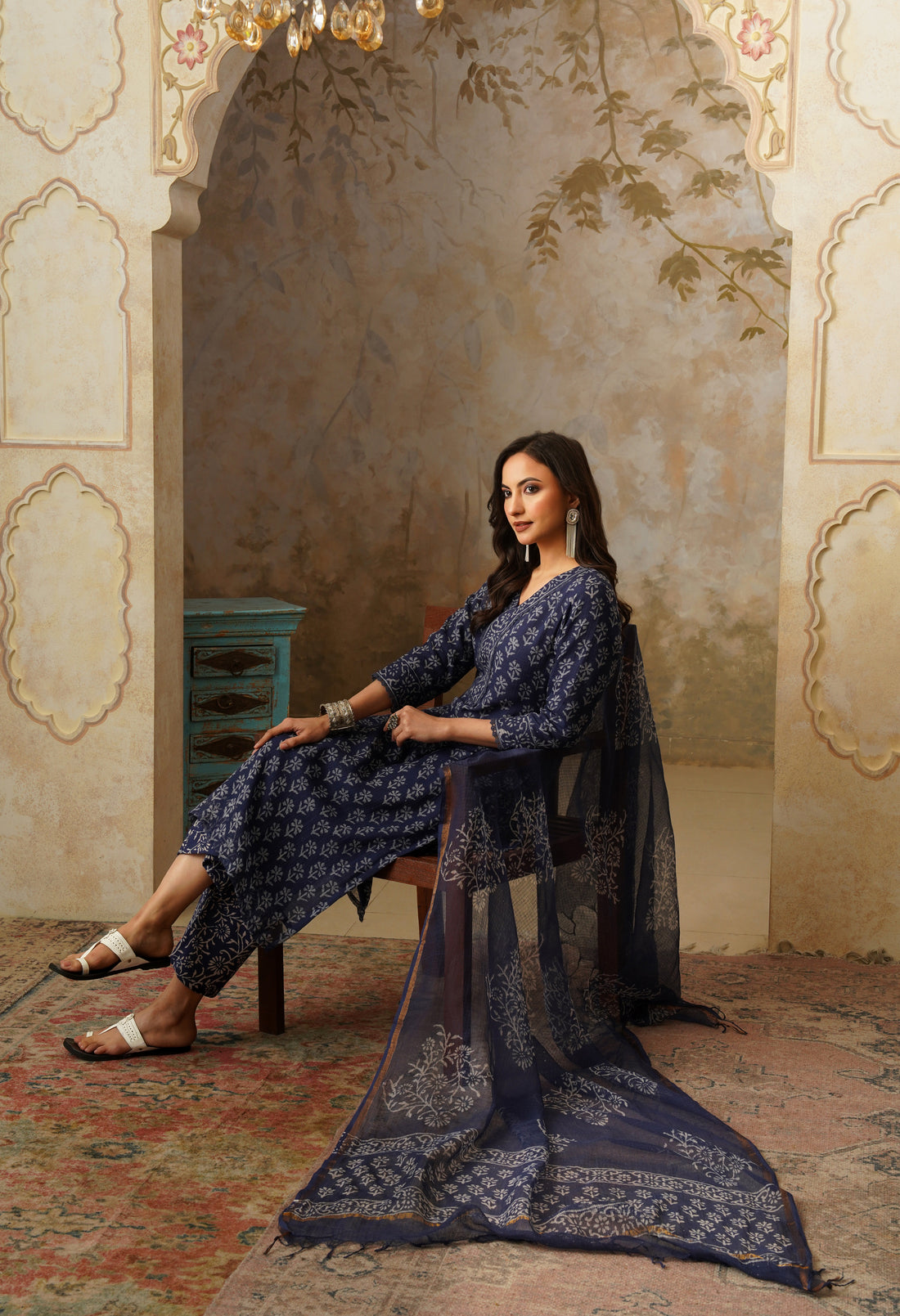 Naaz Hand Block Print Kota Doria Suit Set